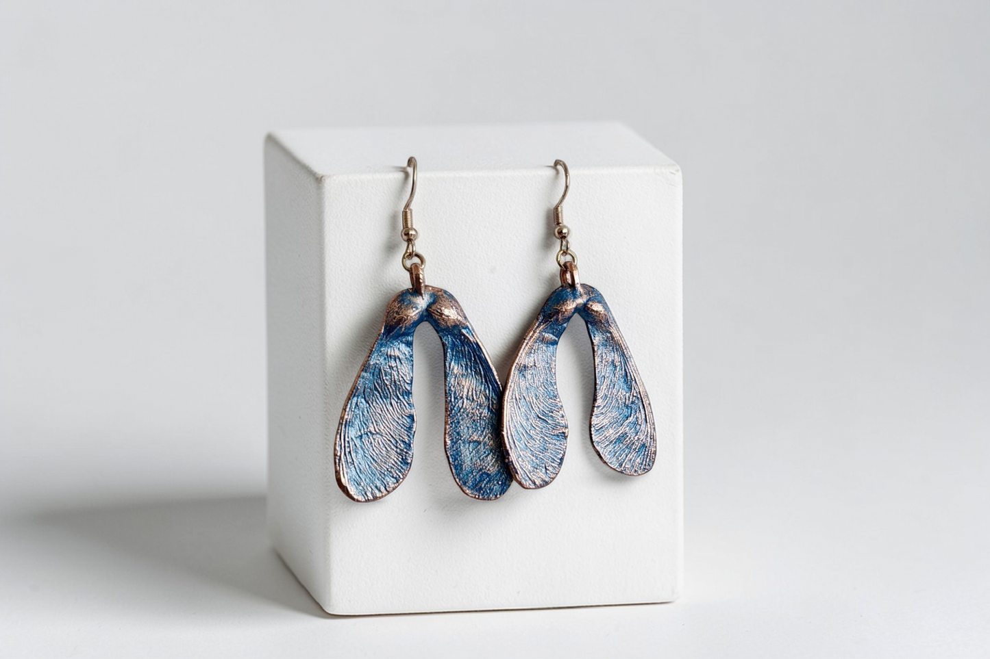 63 Earrings “Maple Seeds. Blue Patina”