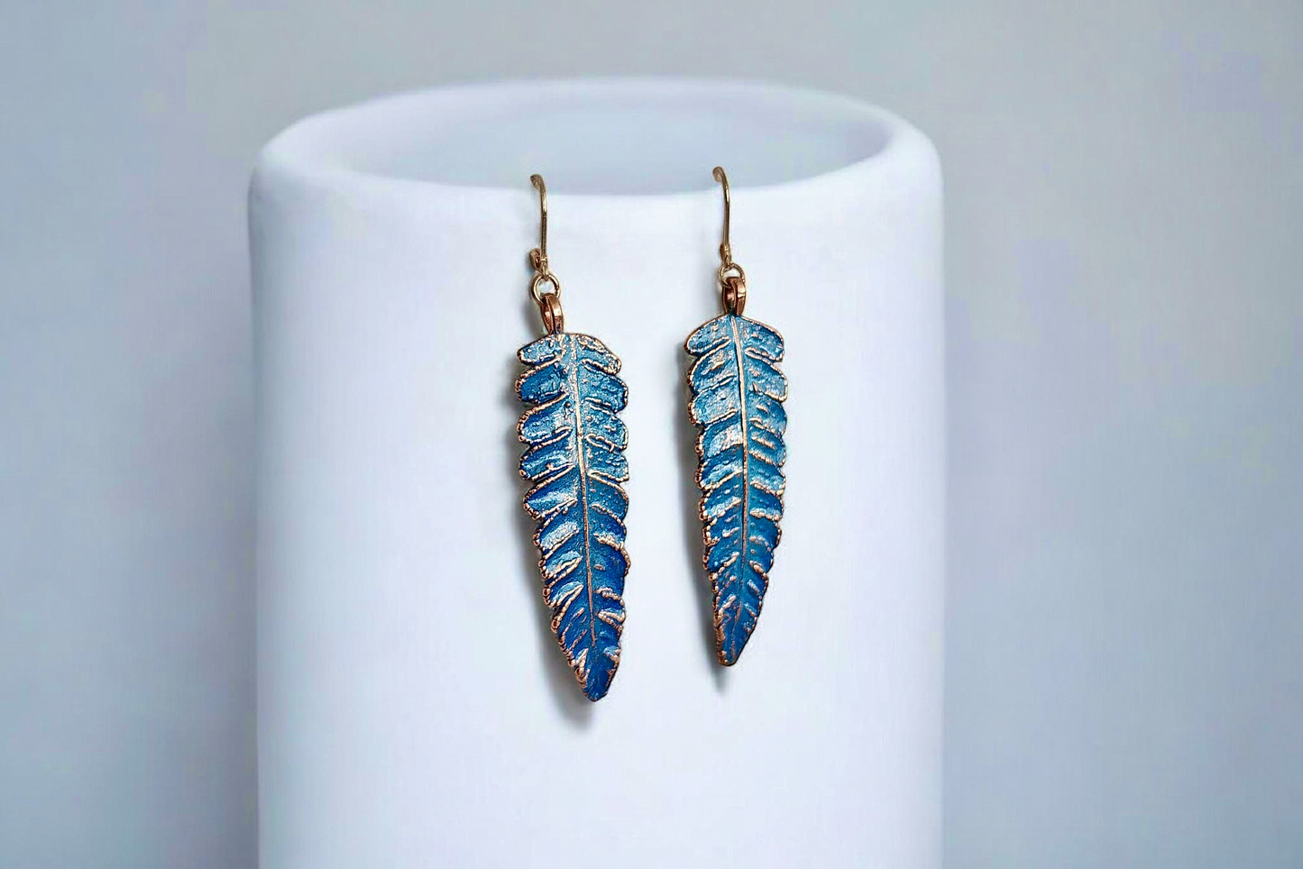 65 Earrings “Fern. Blue Patina”