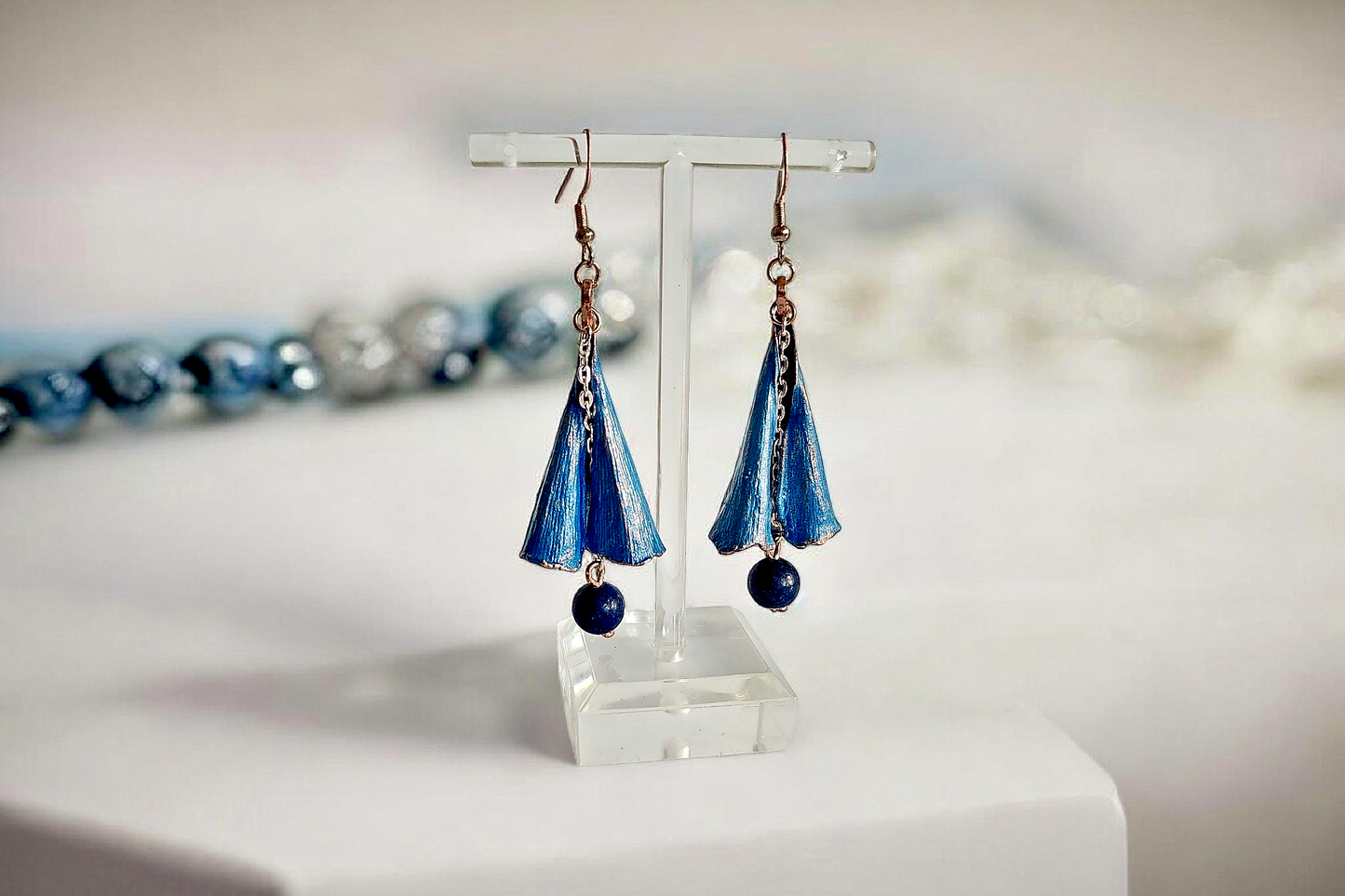 66 Earrings “Ginkgo. Blue Patina”