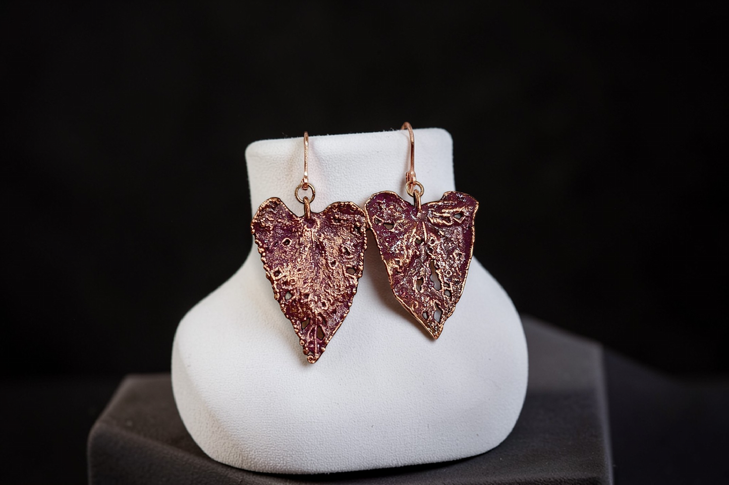 68 Earrings “Bindweed. Wine Patina”