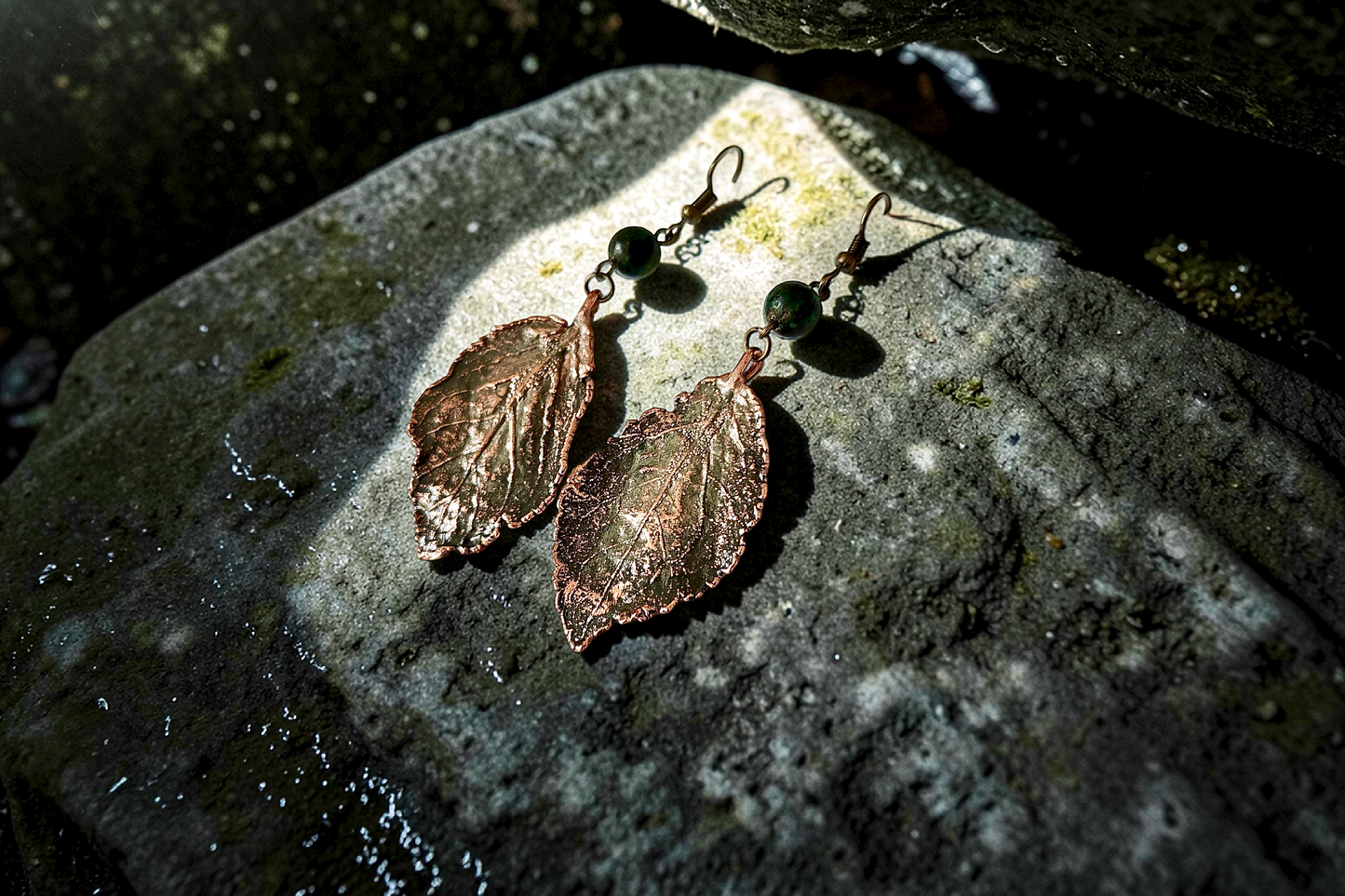 69 Earrings “Cherry Oak. Olive Patina”