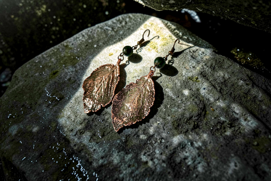 69 Earrings “Cherry Oak. Olive Patina”