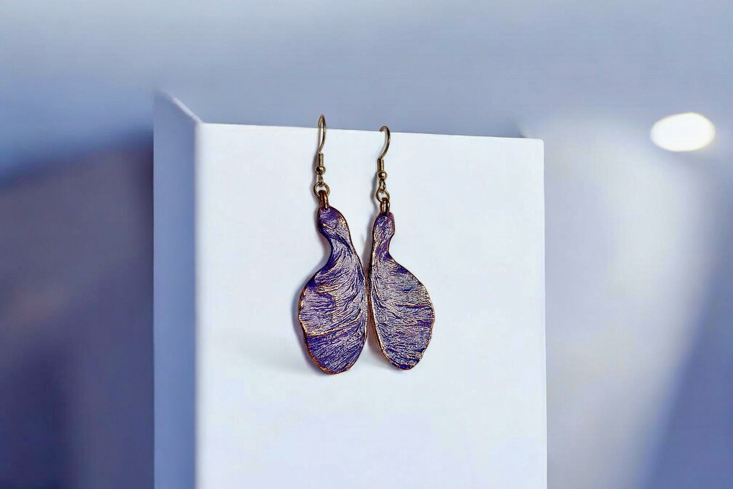 67 Earrings “Maple Seeds. Lilac Patina”