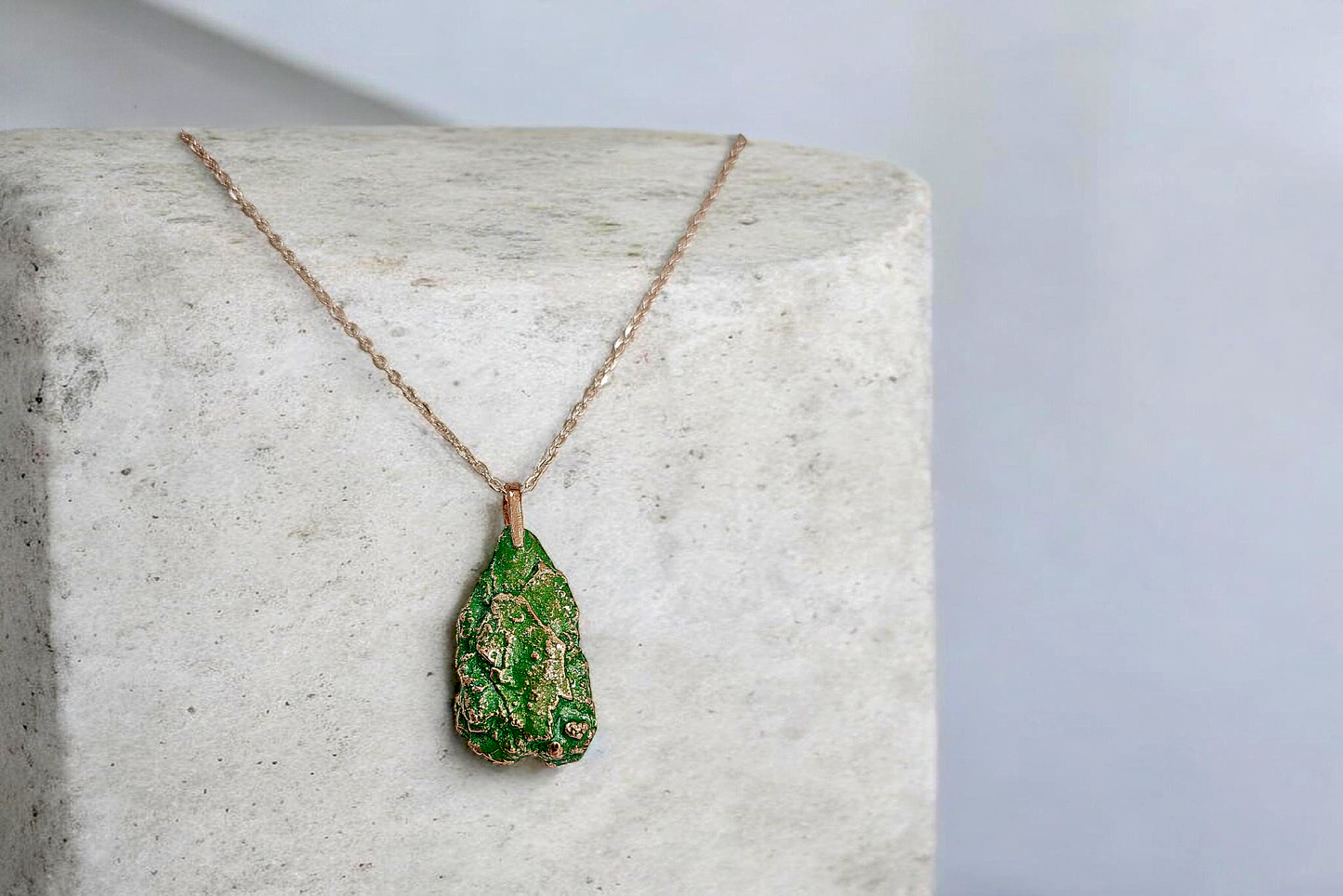 71  “Oak Bark. Green Patina” Copper Pendant