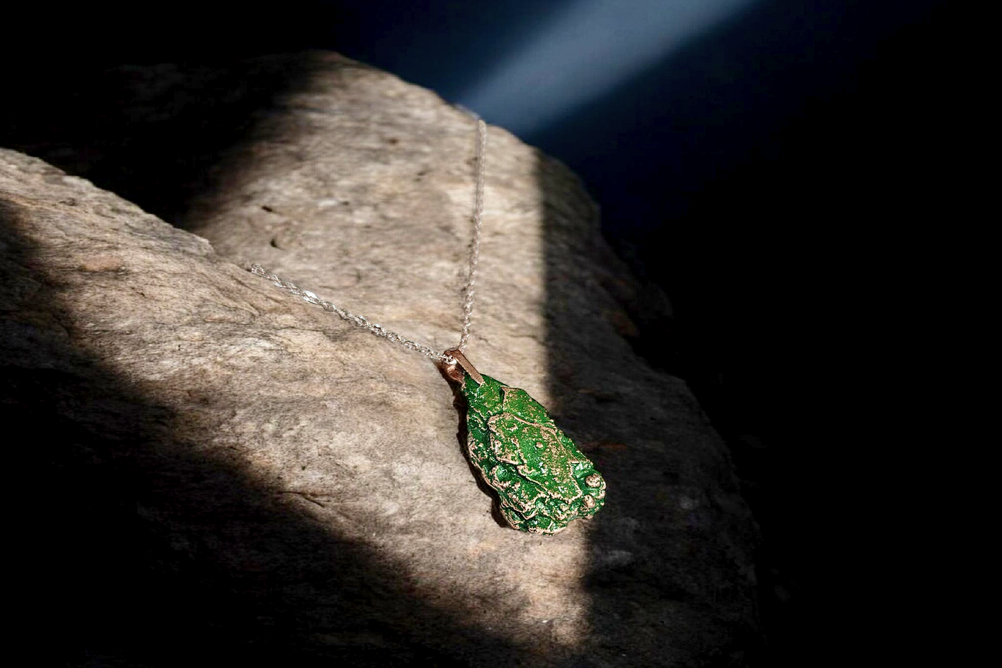 71  “Oak Bark. Green Patina” Copper Pendant