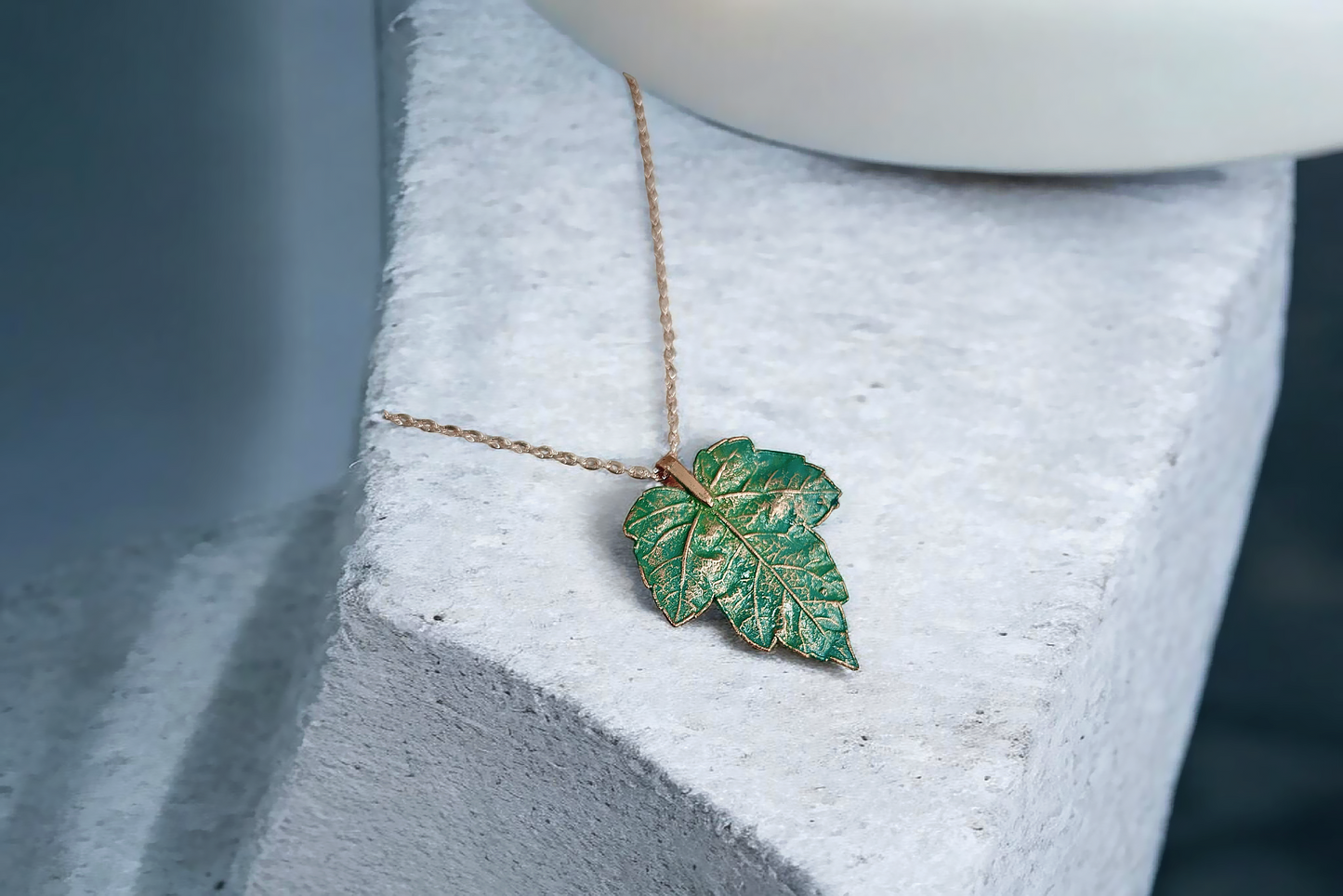 72 Grape Leaf. Mint Patina Pendant