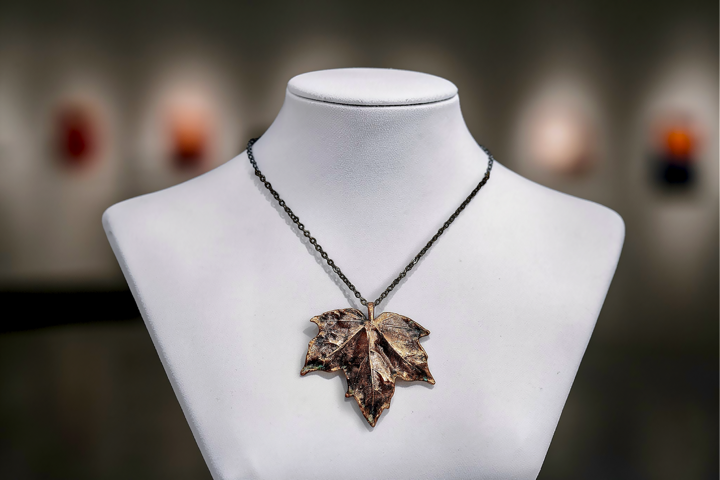 87 Maple Leaf in Classic Patina Copper Pendant