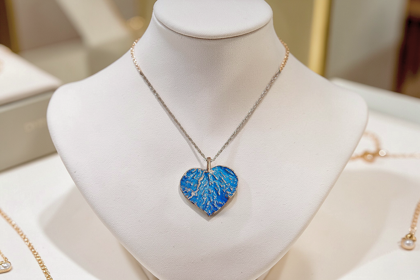 102 Linden Leaf Pendant Blue Patina — Sweet Copper