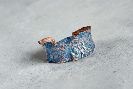 95 Fern Leaf Bracelet in Blue Patina Sweet Copper
