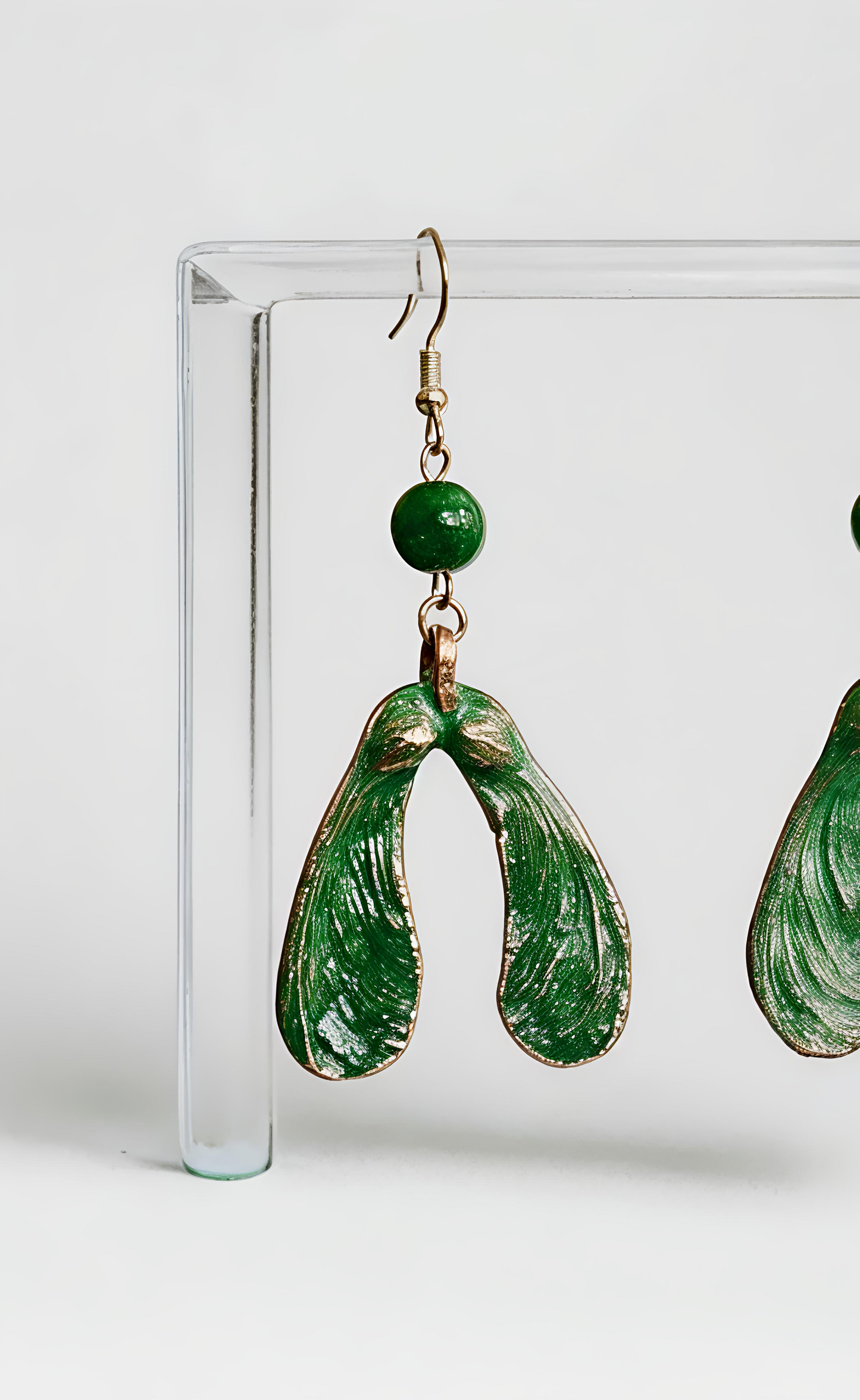 125 Maple Samara Earrings — Green Patina & Green Howlite