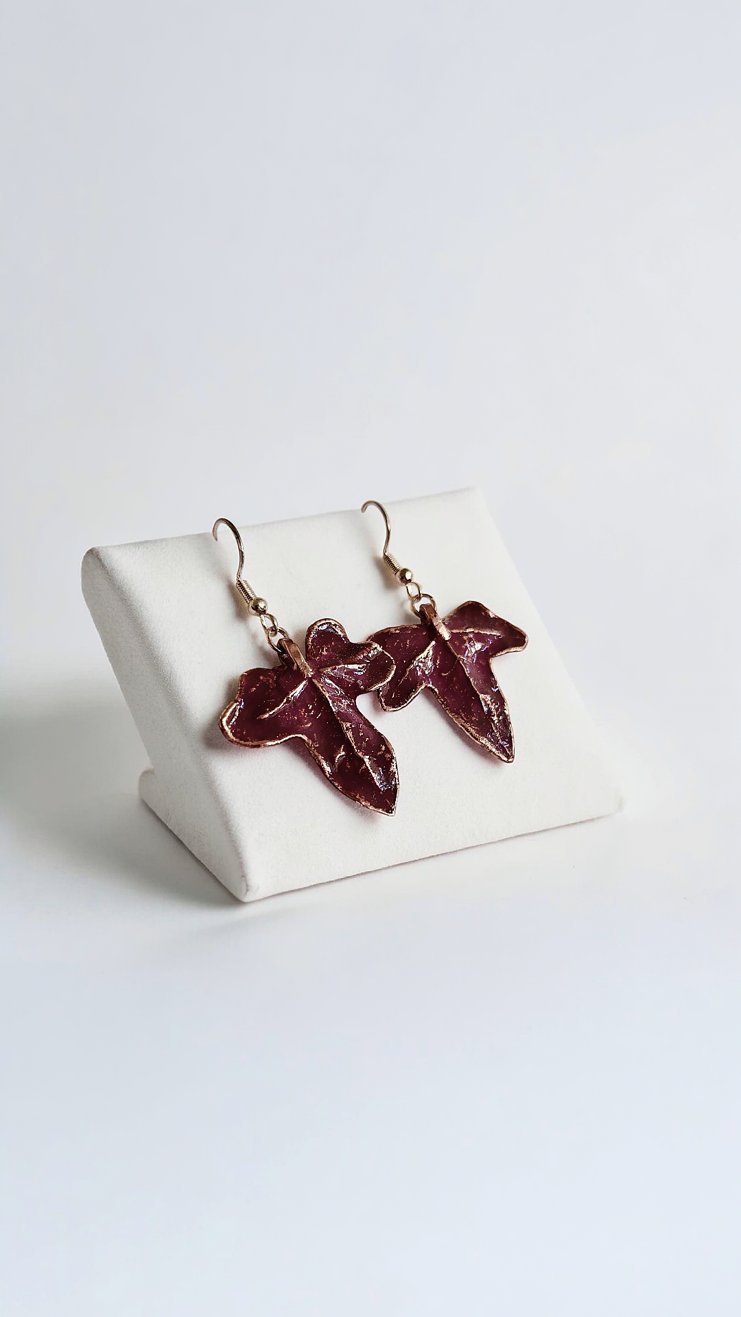 123 Ivy Leaf Earrings — Plum Patina