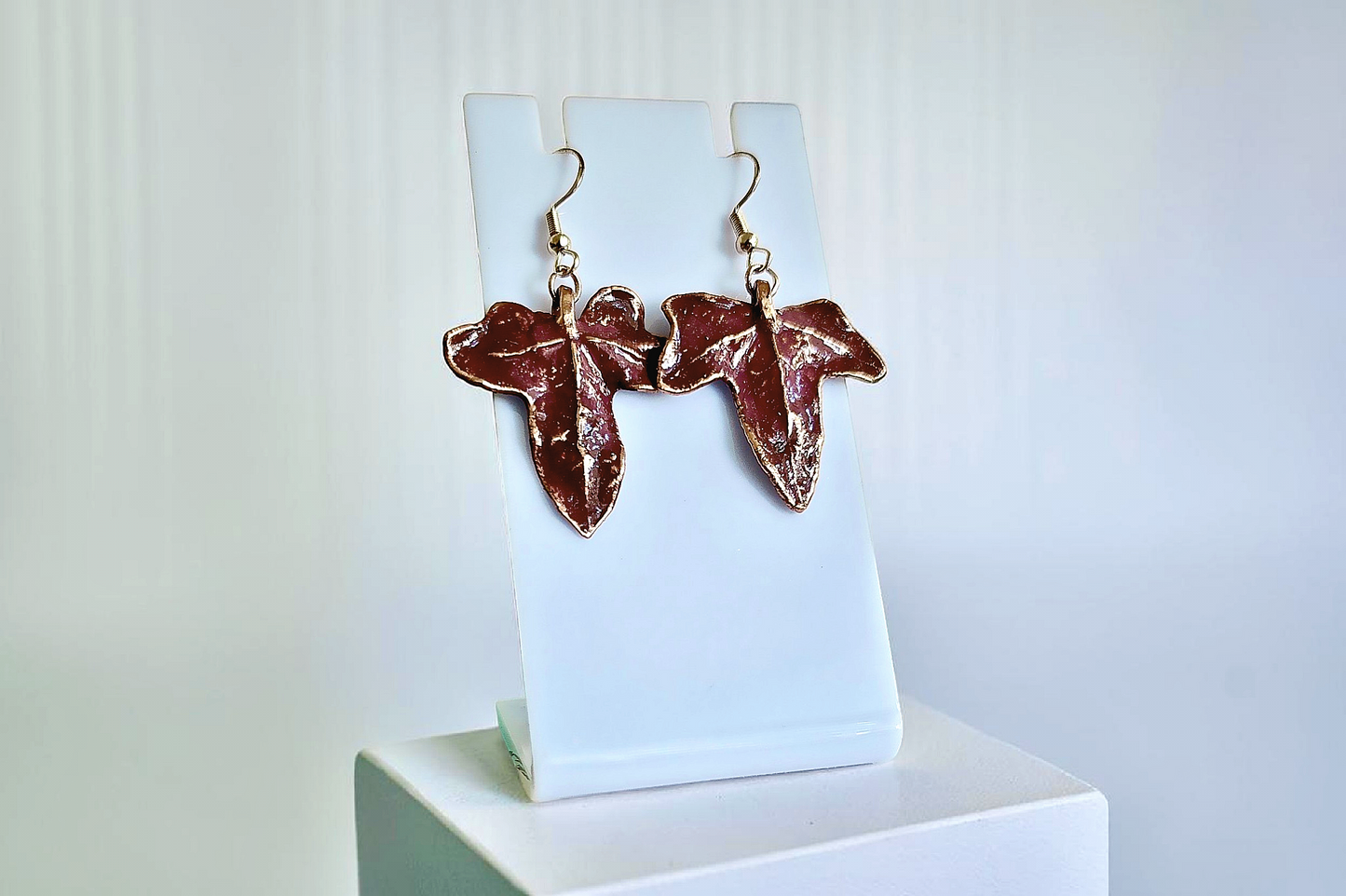 123 Ivy Leaf Earrings — Plum Patina