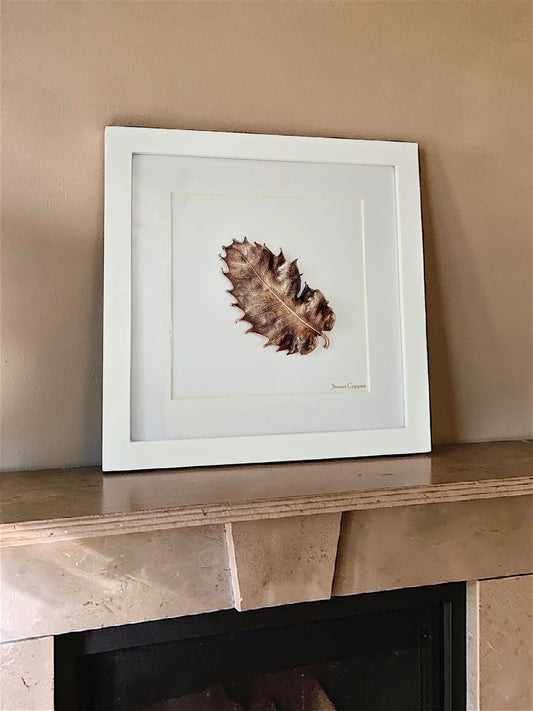7. PIGS BACK. Imprint of Time – Framed Copper Chestnut Leaf Interior Art