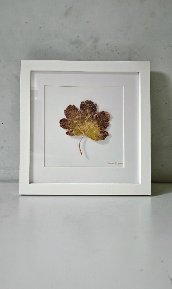 9.PIGS BACK. Gentle Glow – Framed Copper Grape Leaf Interior Art