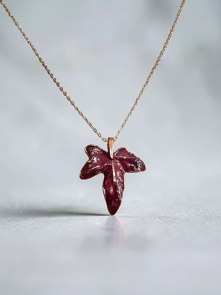 122 Ivy Leaf Pendant — Plum Patina