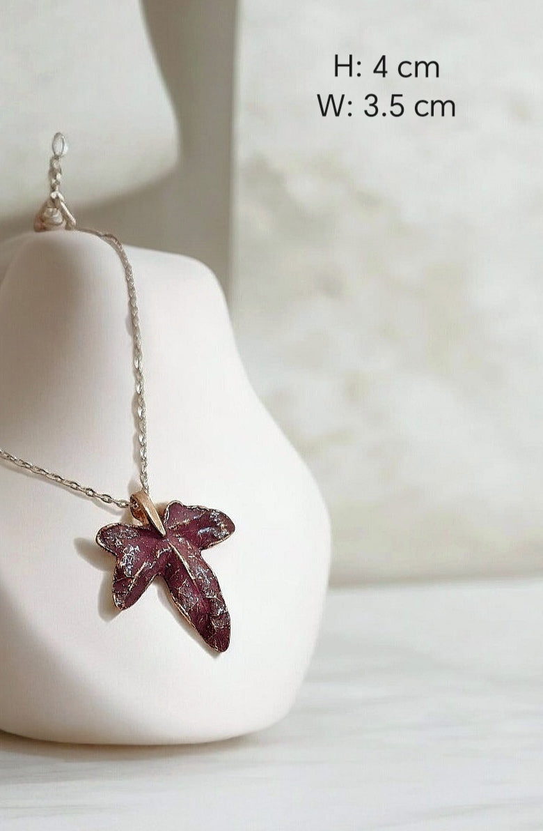 122 Ivy Leaf Pendant — Plum Patina