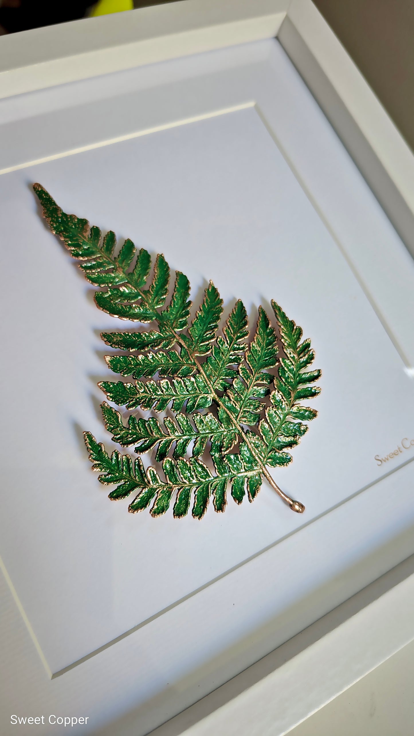 8. PIGS BACK. Emerald Radiance – Framed Copper Fern Interior Art