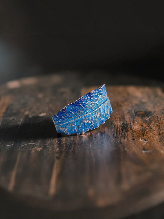 4/5 Azure Woodland Leaf – Copper Cuff Bracelet