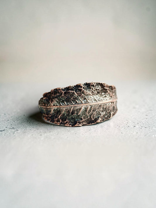 4/6 Graphite Woodland Leaf – Copper Cuff Bracelet