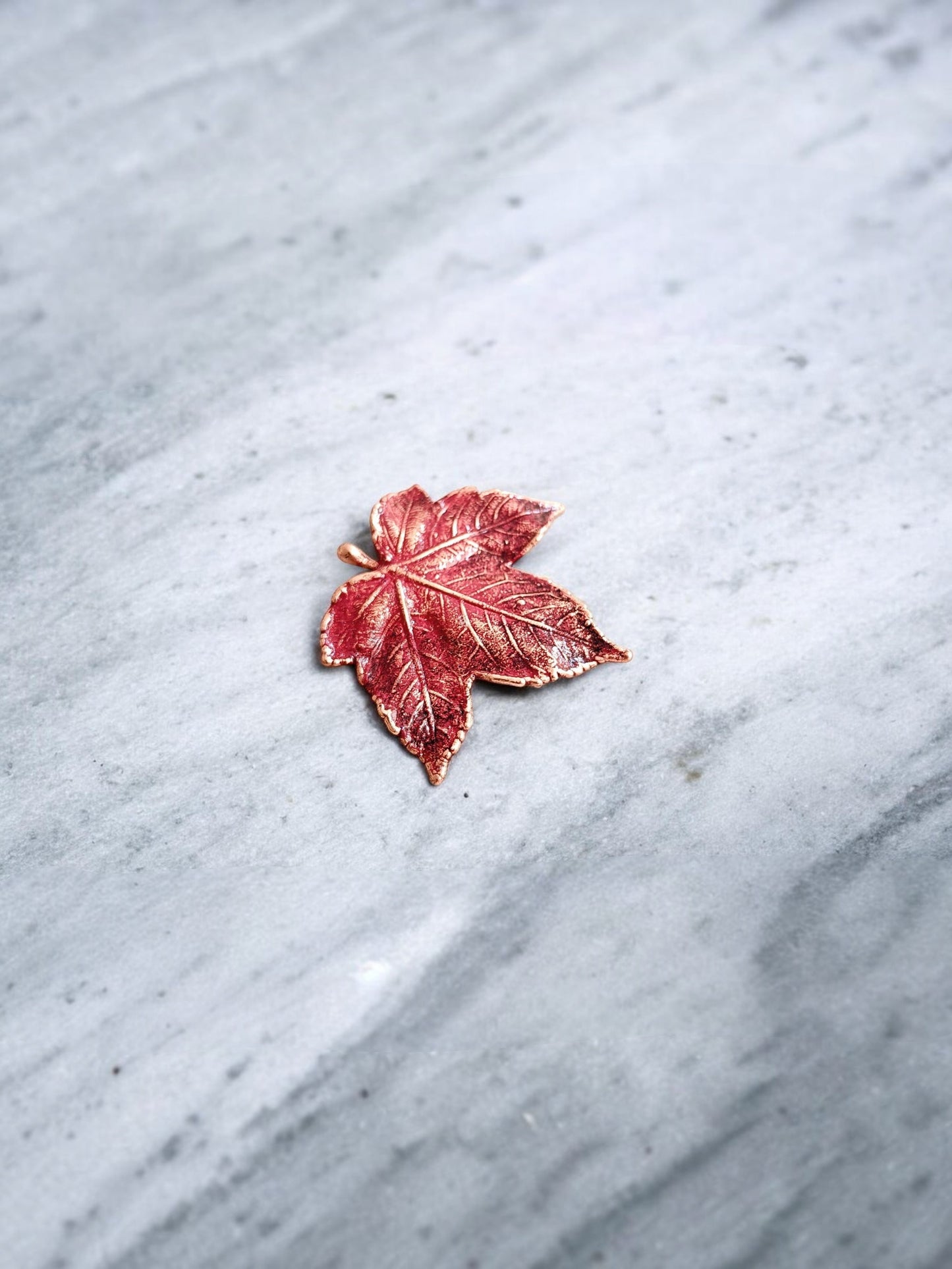 3/2 Burgundy Wild Grape Leaf – Copper Brooch