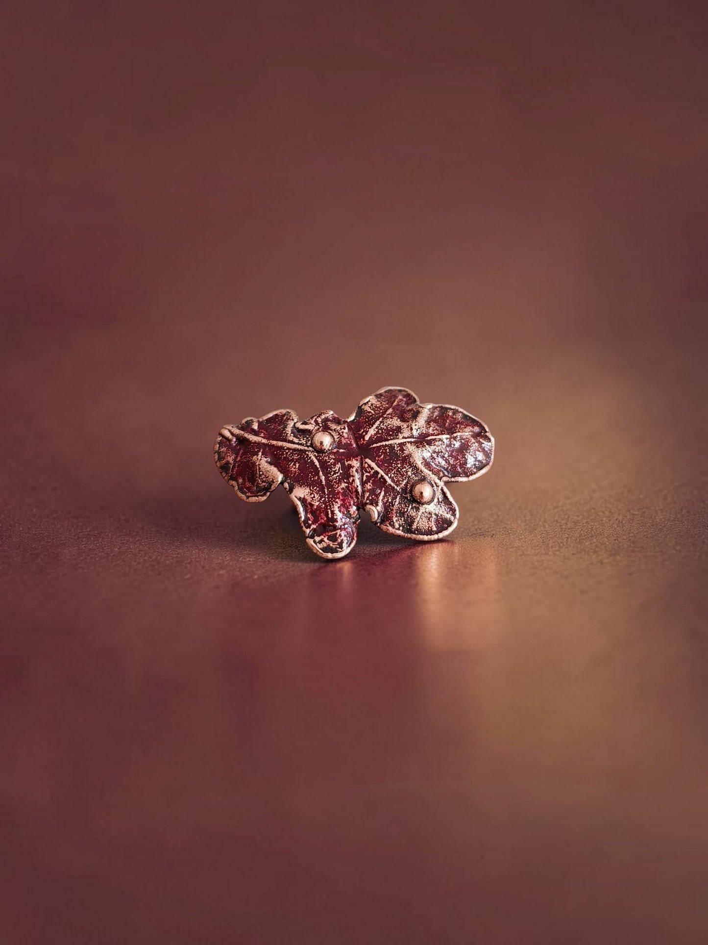 3/1  Wine Oak Leaf with Dew Drops – Copper Brooch