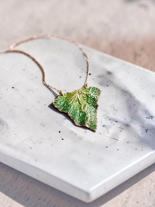 2/10 Green Coltsfoot Leaf – Copper Pendant