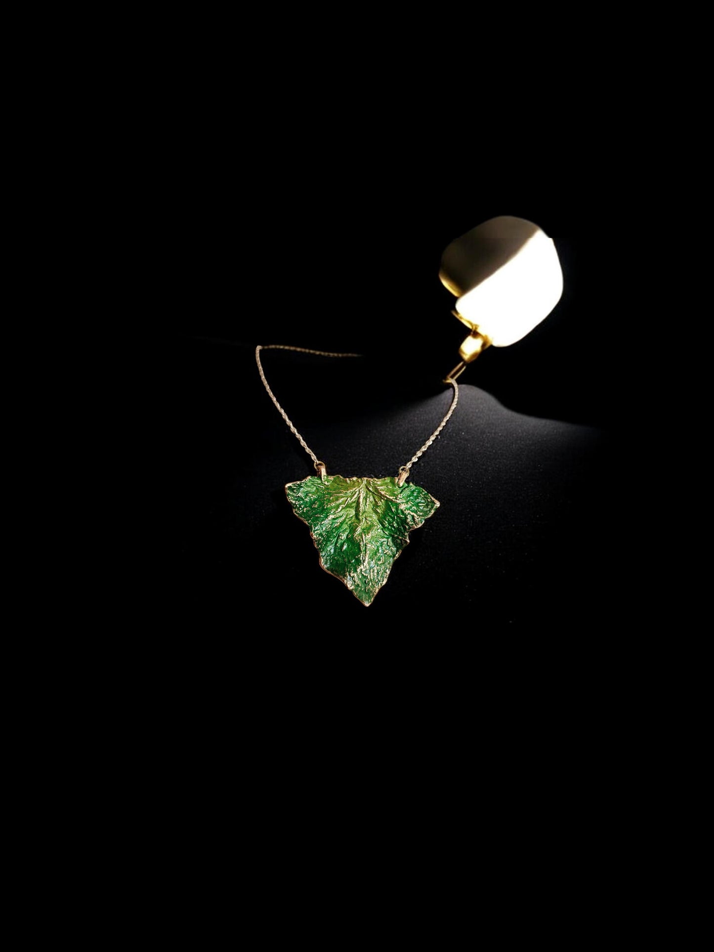 2/10 Green Coltsfoot Leaf – Copper Pendant