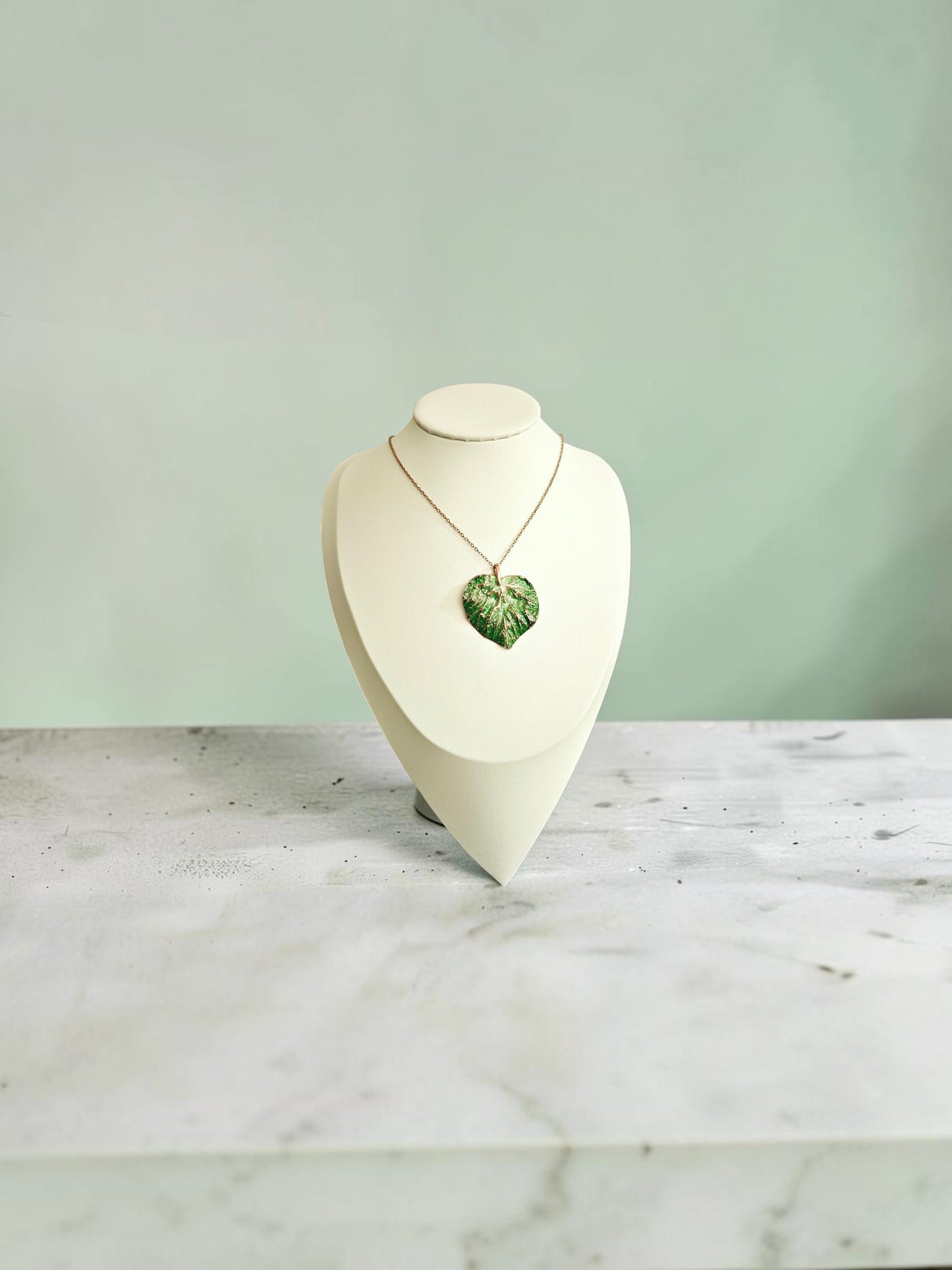 2/7 Green Linden Leaf – Copper Pendant