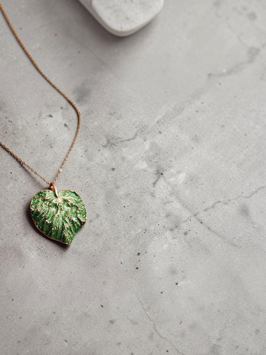2/7 Green Linden Leaf – Copper Pendant