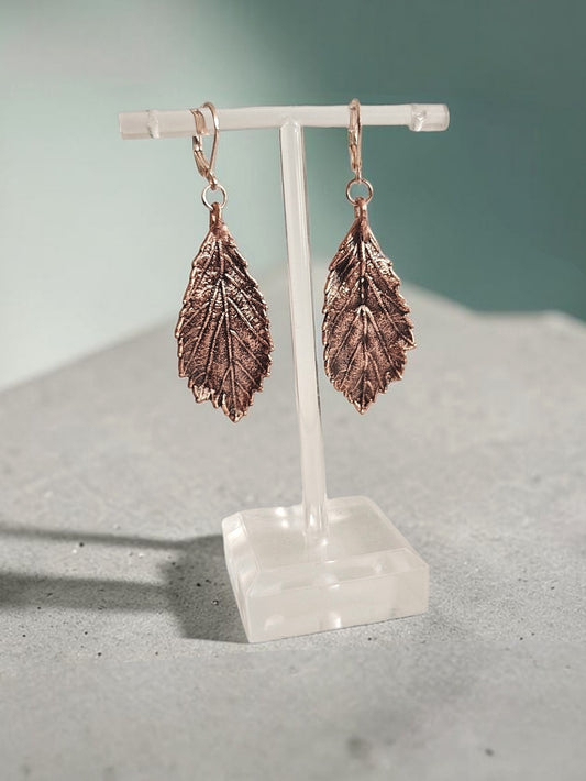 1/5 Wild Rose Leaf – Copper Earrings