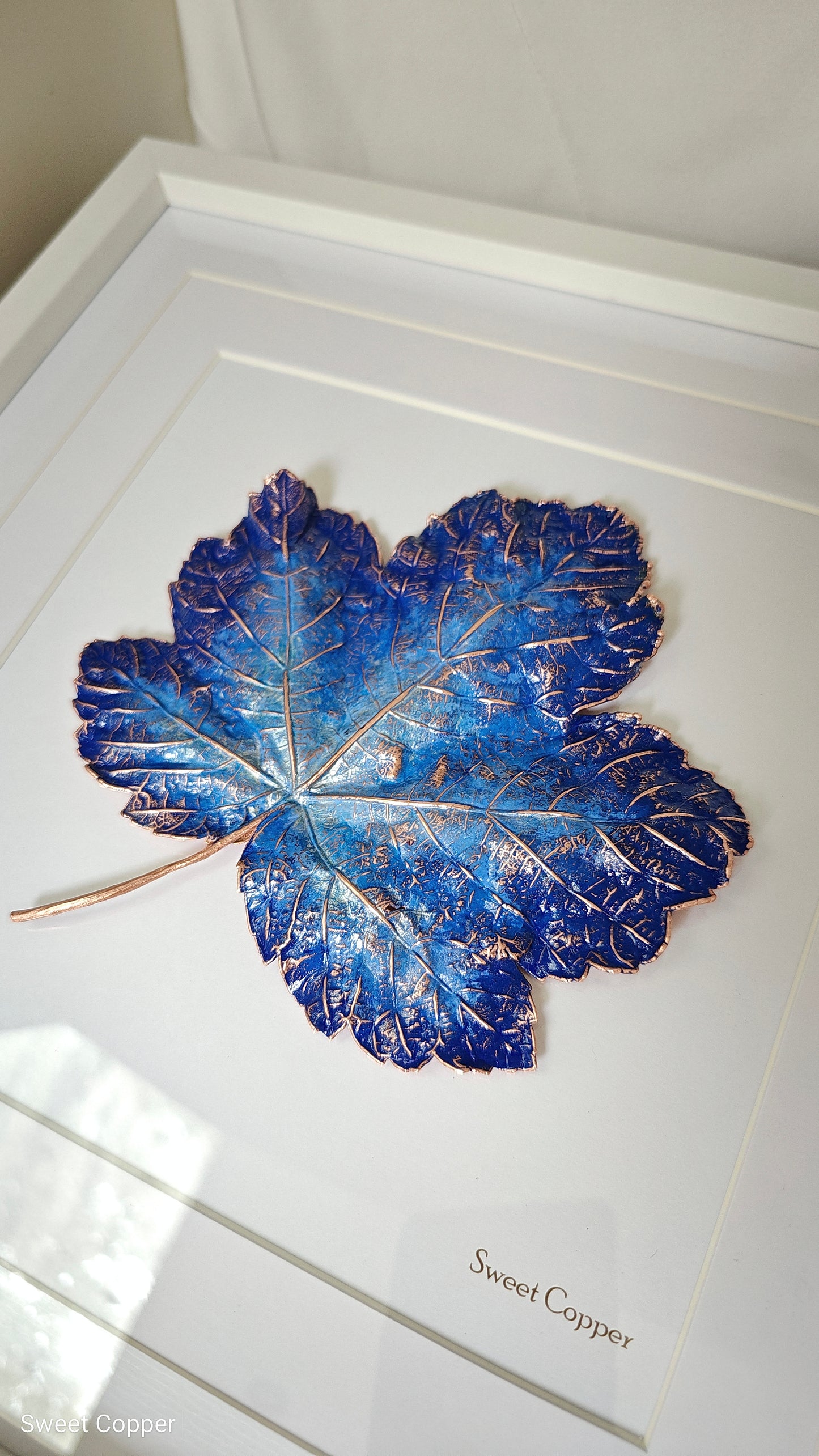 1. PIGS BACK. Deep Light – Framed Copper Grape Leaf Interior Art