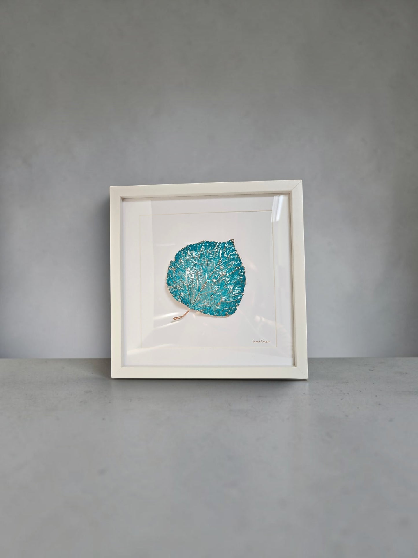 5. PIGS BACK. Ethereal Moment – Framed Copper Linden Leaf Interior Art