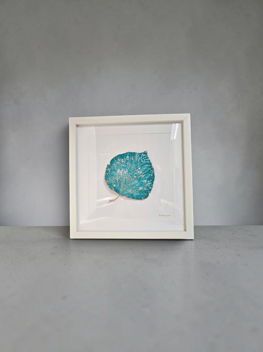 5. PIGS BACK. Ethereal Moment – Framed Copper Linden Leaf Interior Art