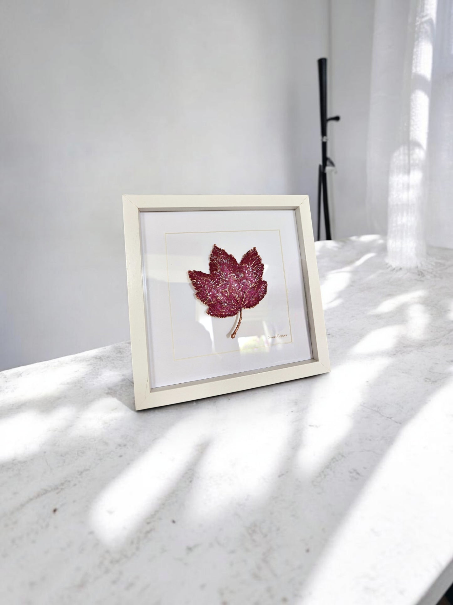 11. PIGS BACK. Burgundy – Framed Copper Grape Leaf Interior Art