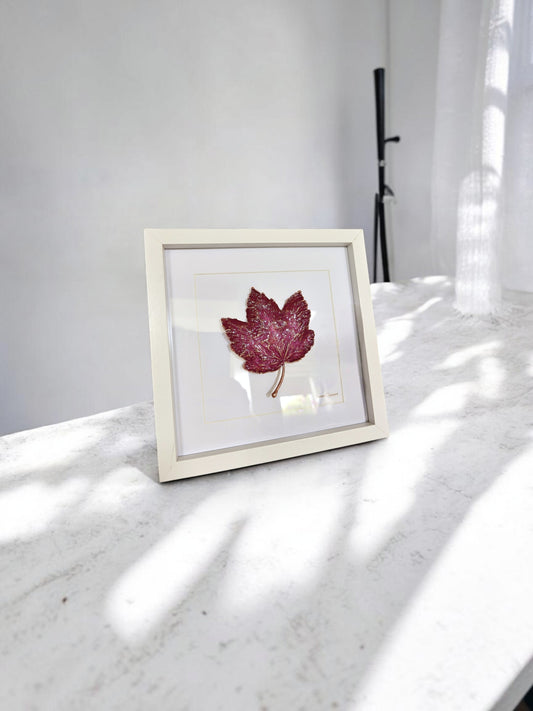 11. PIGS BACK. Burgundy – Framed Copper Grape Leaf Interior Art