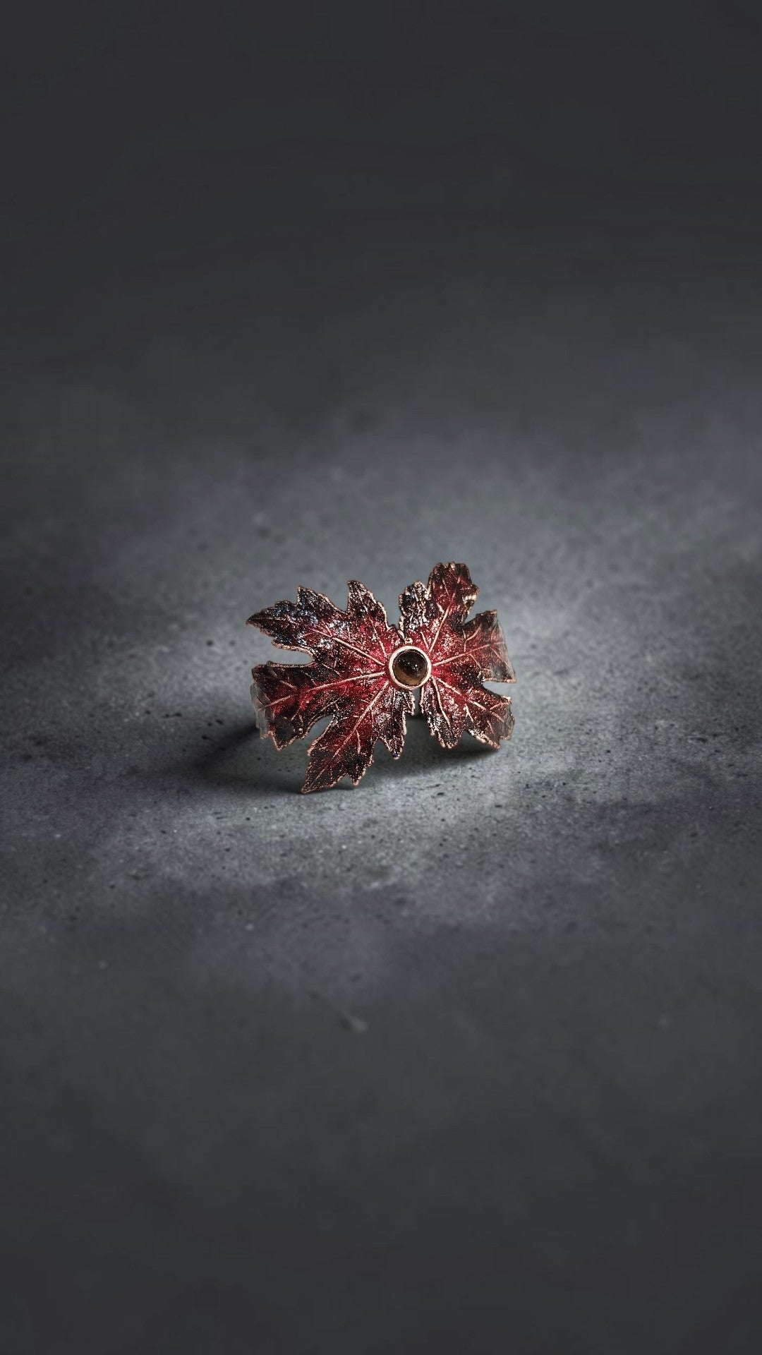 154. Maple Leaf Bracelet — Burgundy Patina & Tiger’s Eye