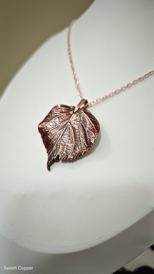 17 Copper Linden Leaf Pendant