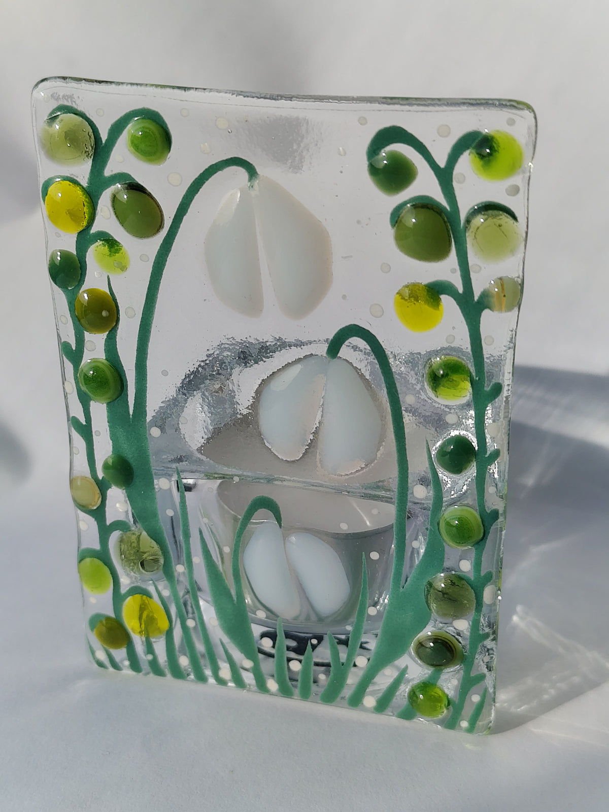 Fused Glass Floral Tealight Holder