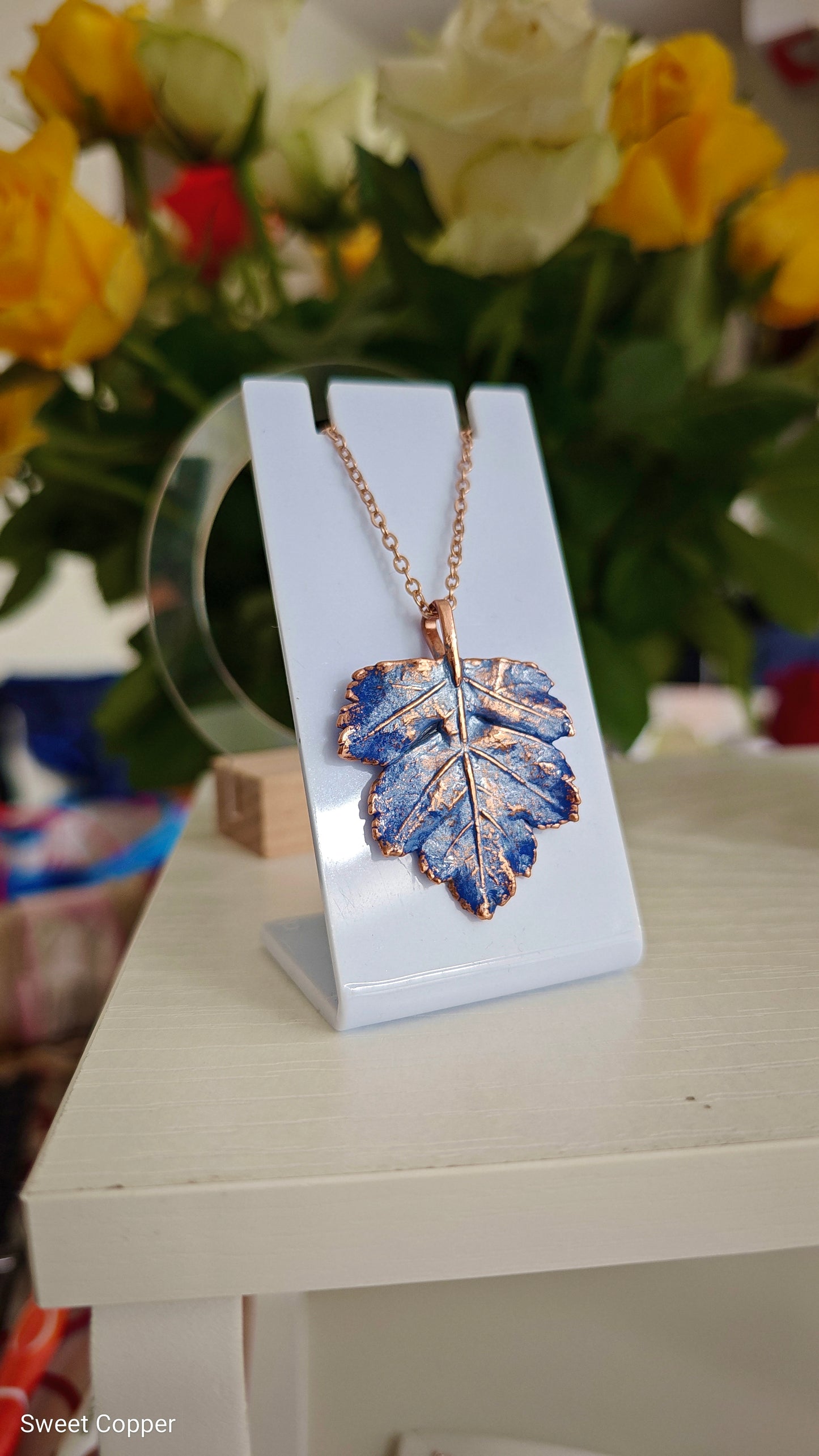 117 Hawthorn Leaf Pendant — Azure Patina