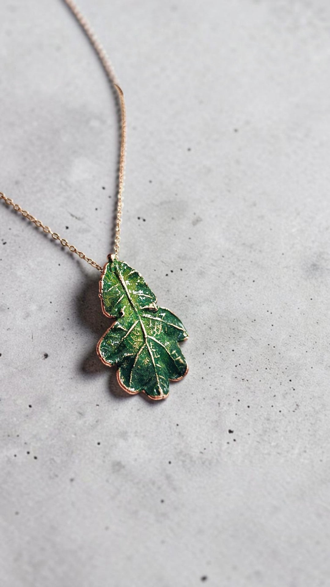 126 Oak Leaf Pendant — Green Patina