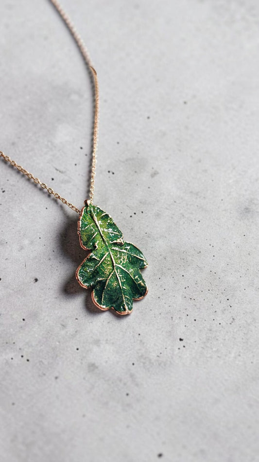 126 Oak Leaf Pendant — Green Patina