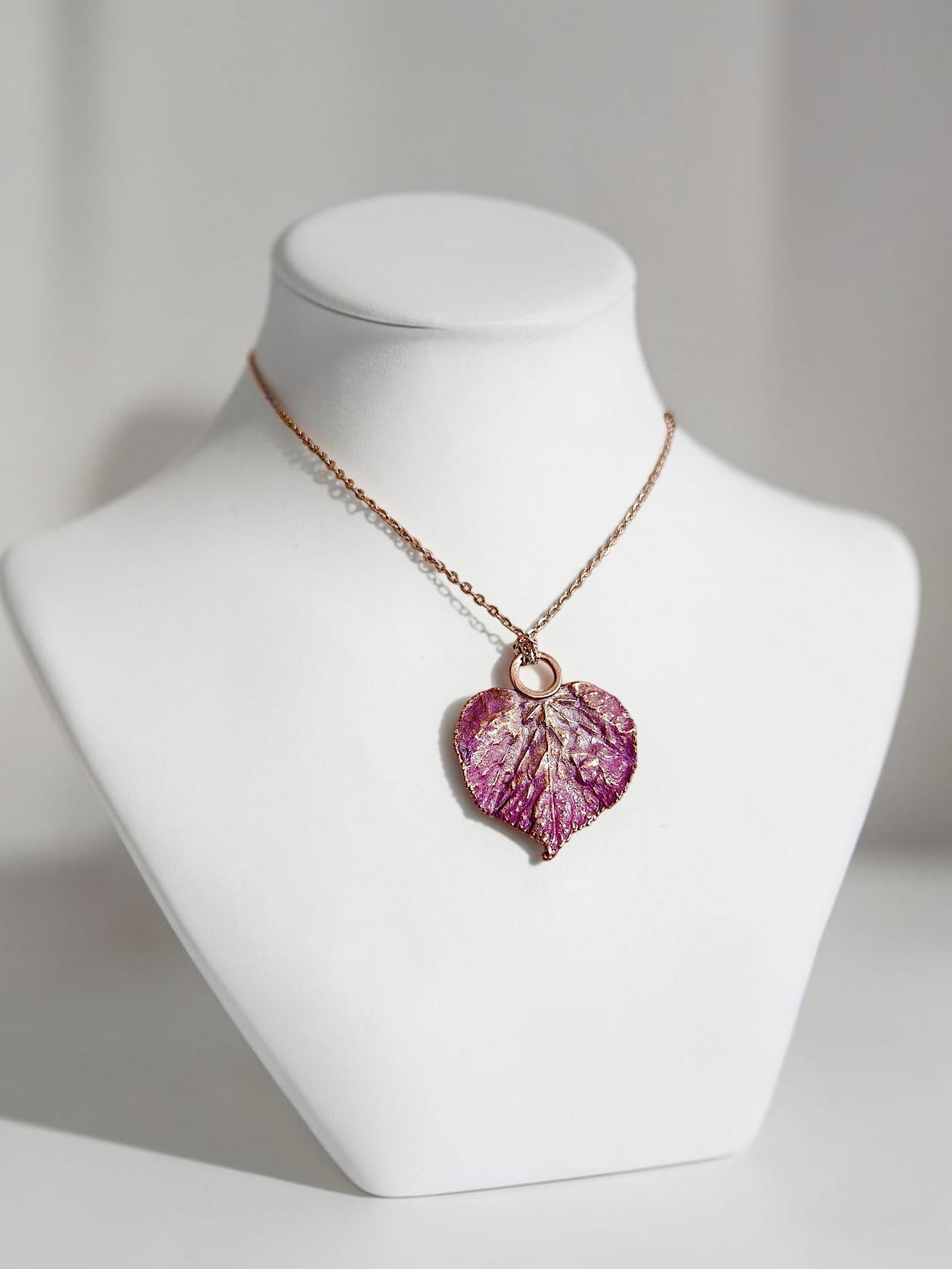 119 Linden Leaf Pendant — Lilac Patina
