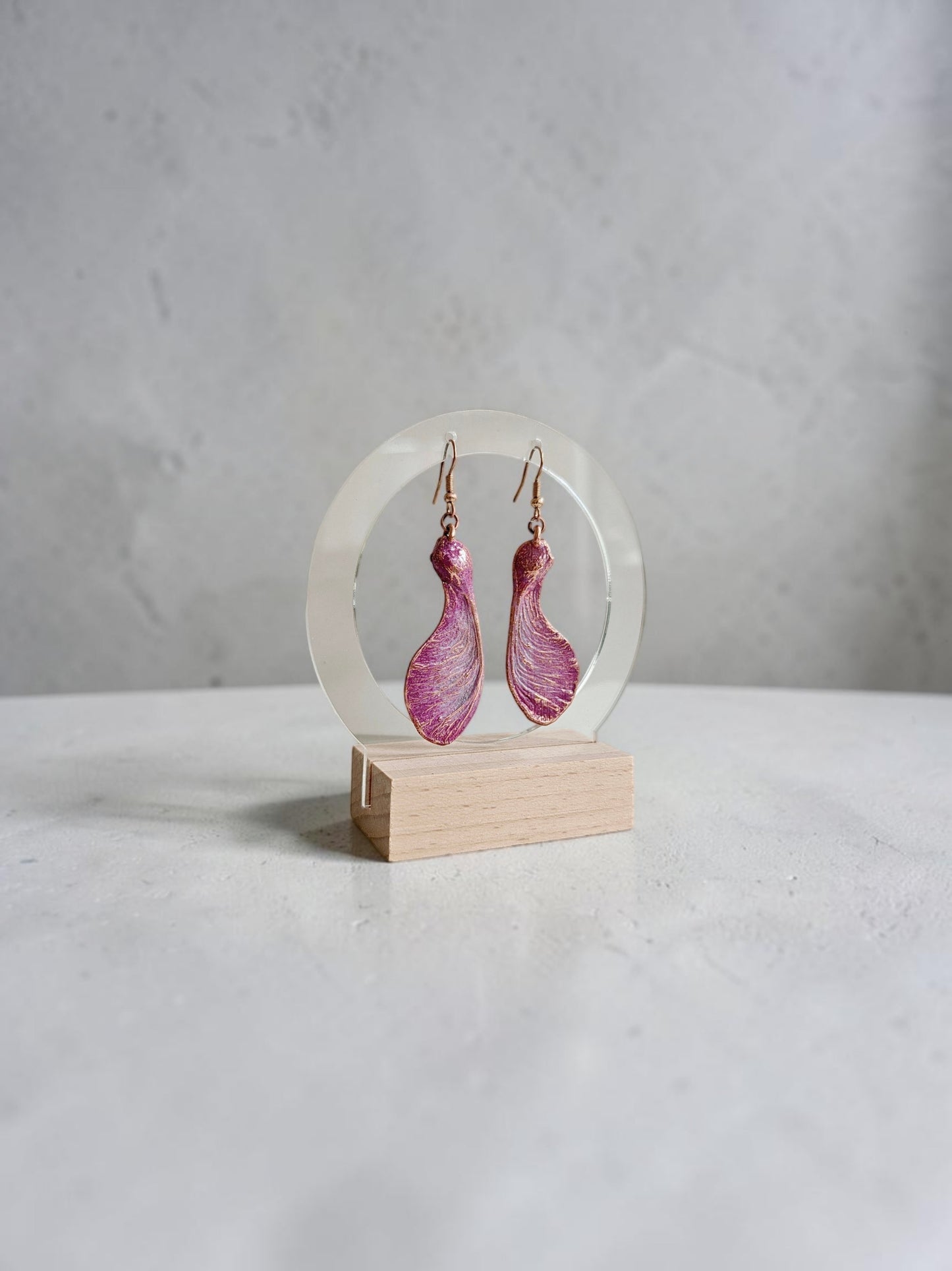 120 Maple Samara Earrings — Lilac Patina