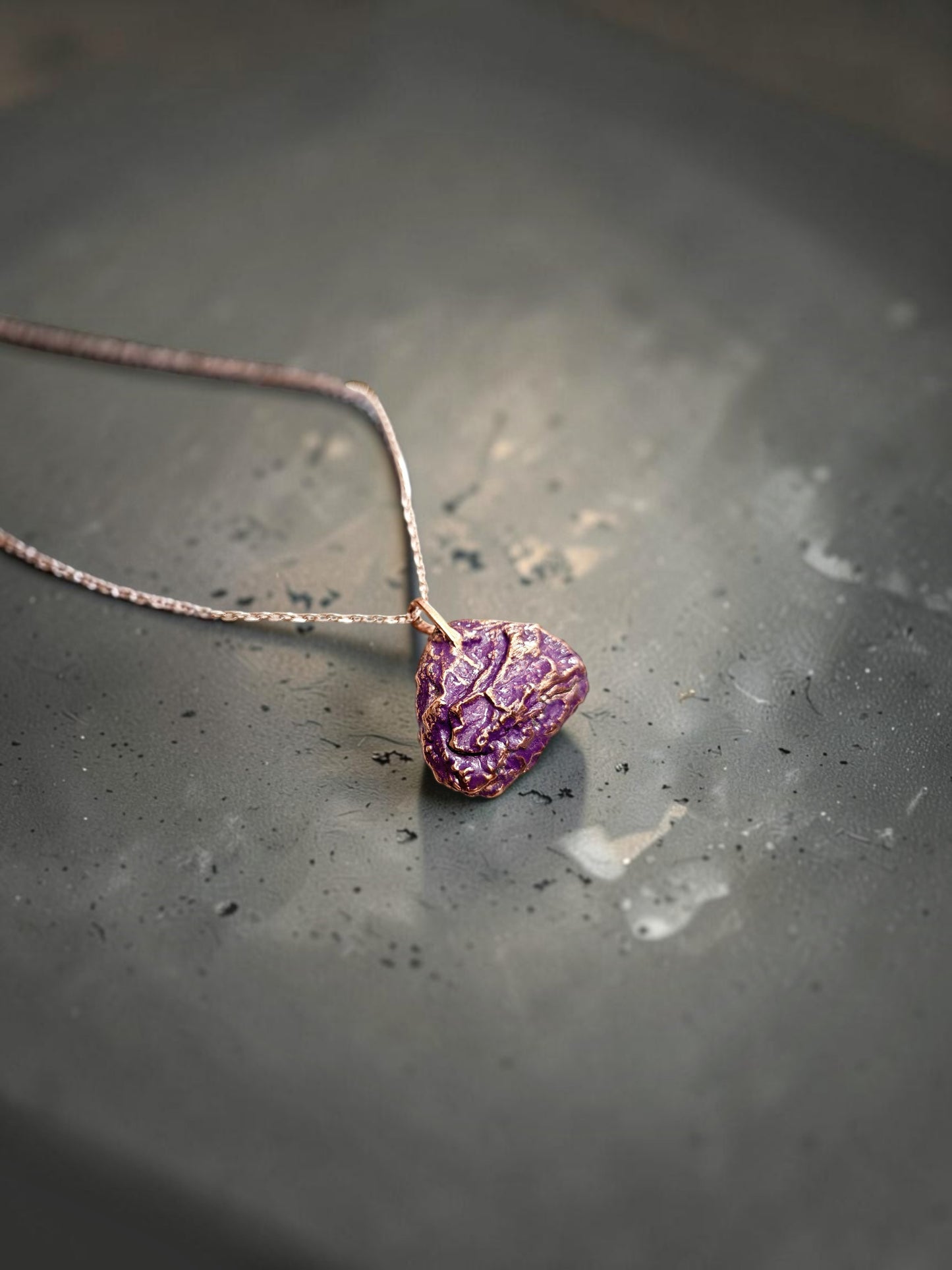 133 Tree Bark Pendant — Purple Patina