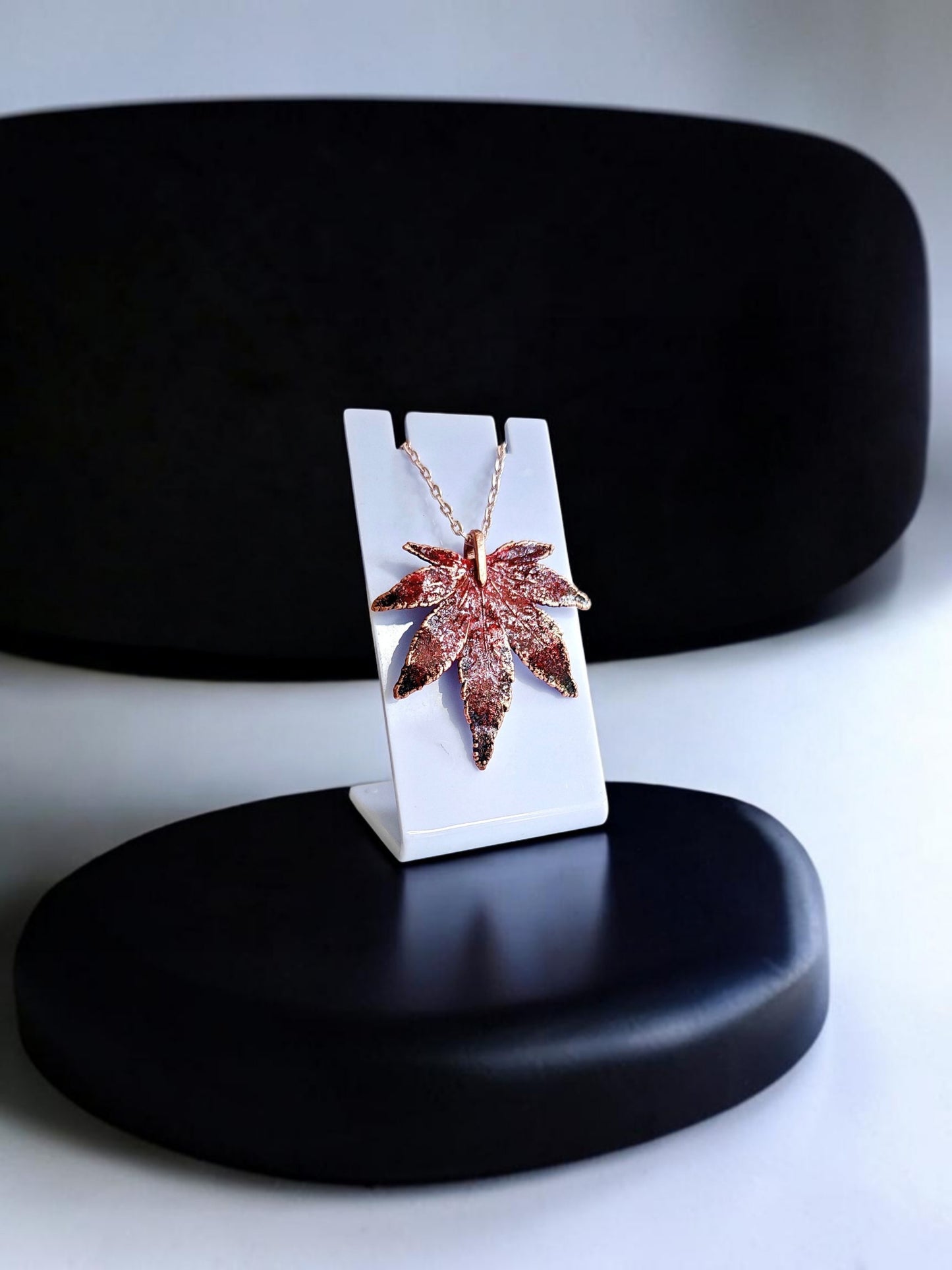 127 Japanese Maple Leaf Pendant — Wine Patina