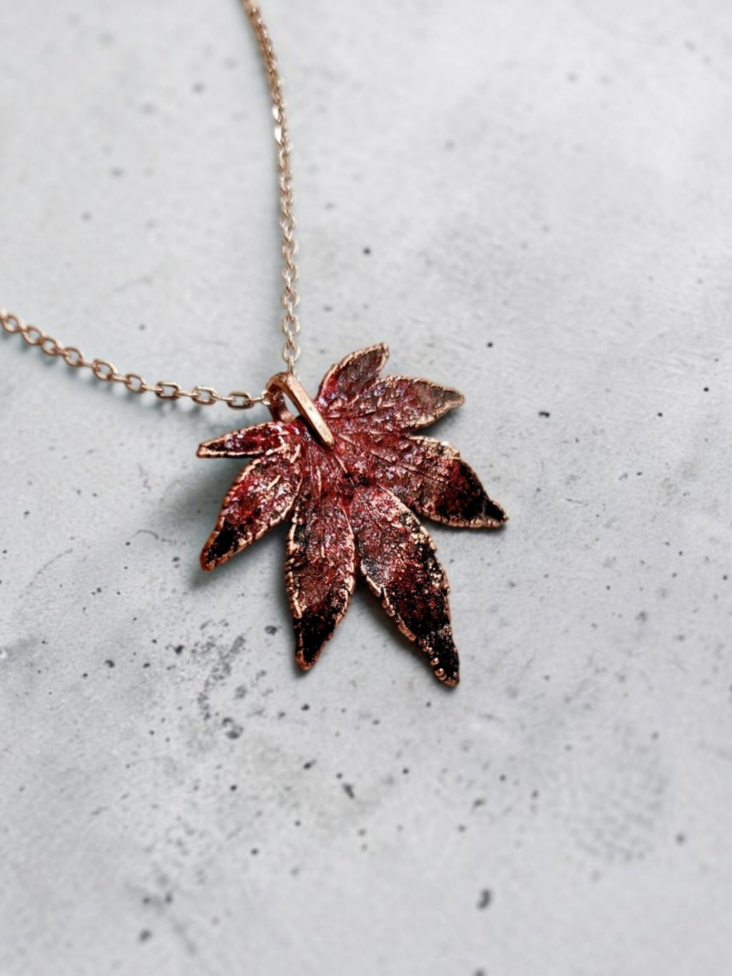 127 Japanese Maple Leaf Pendant — Wine Patina