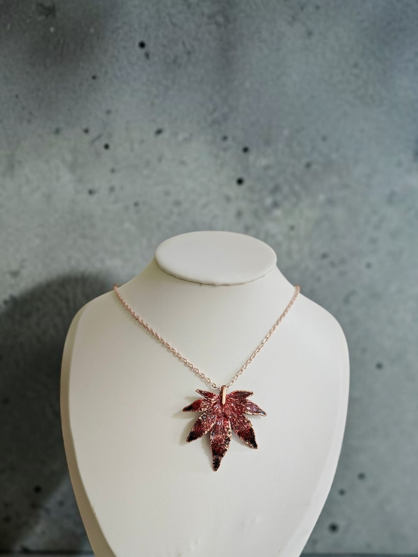 127 Japanese Maple Leaf Pendant — Wine Patina