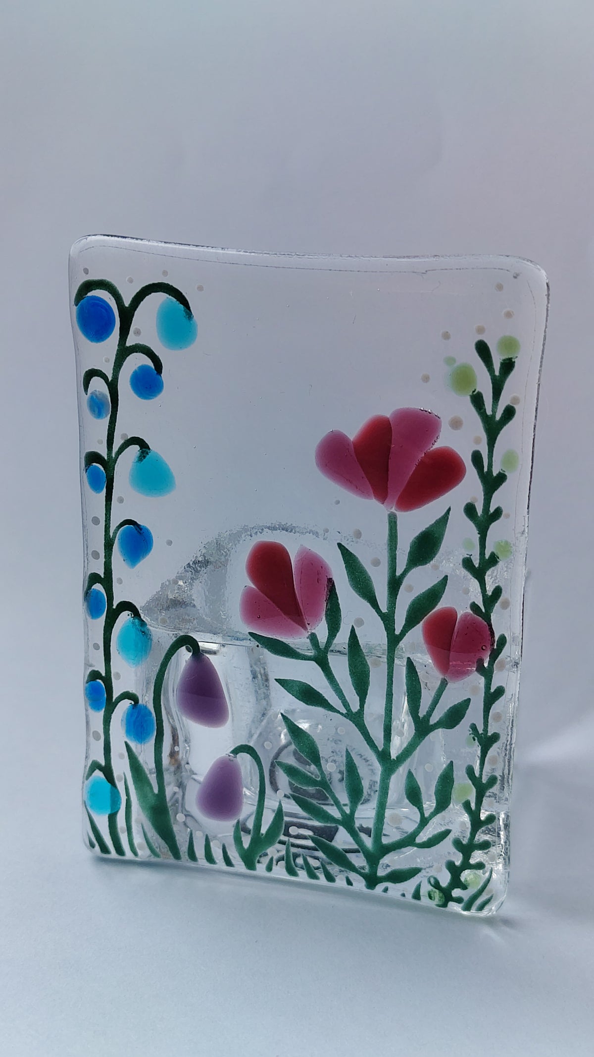 Fused Glass Floral Tealight Holder