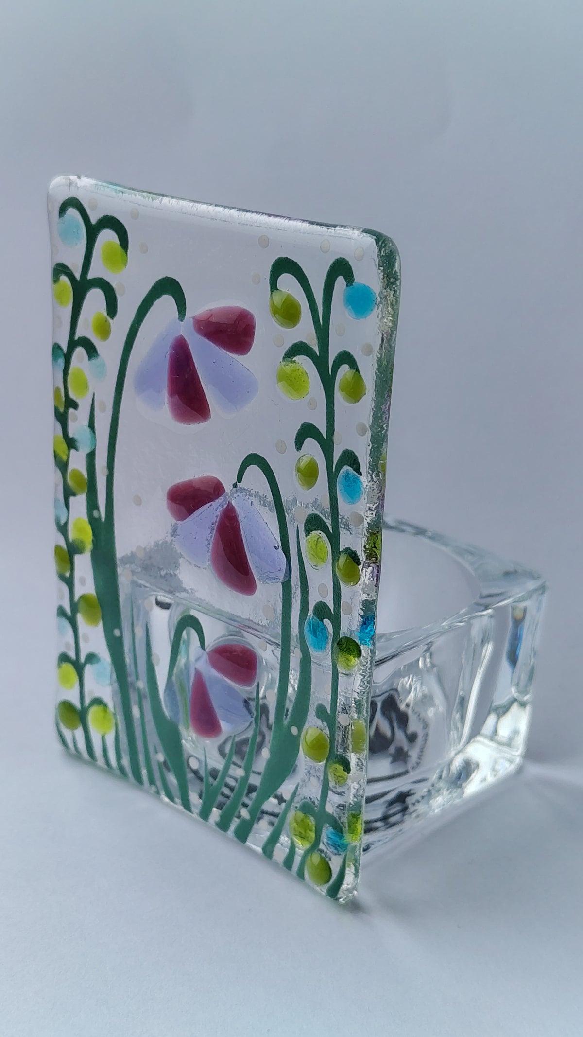 Fused Glass Floral Tealight Holder