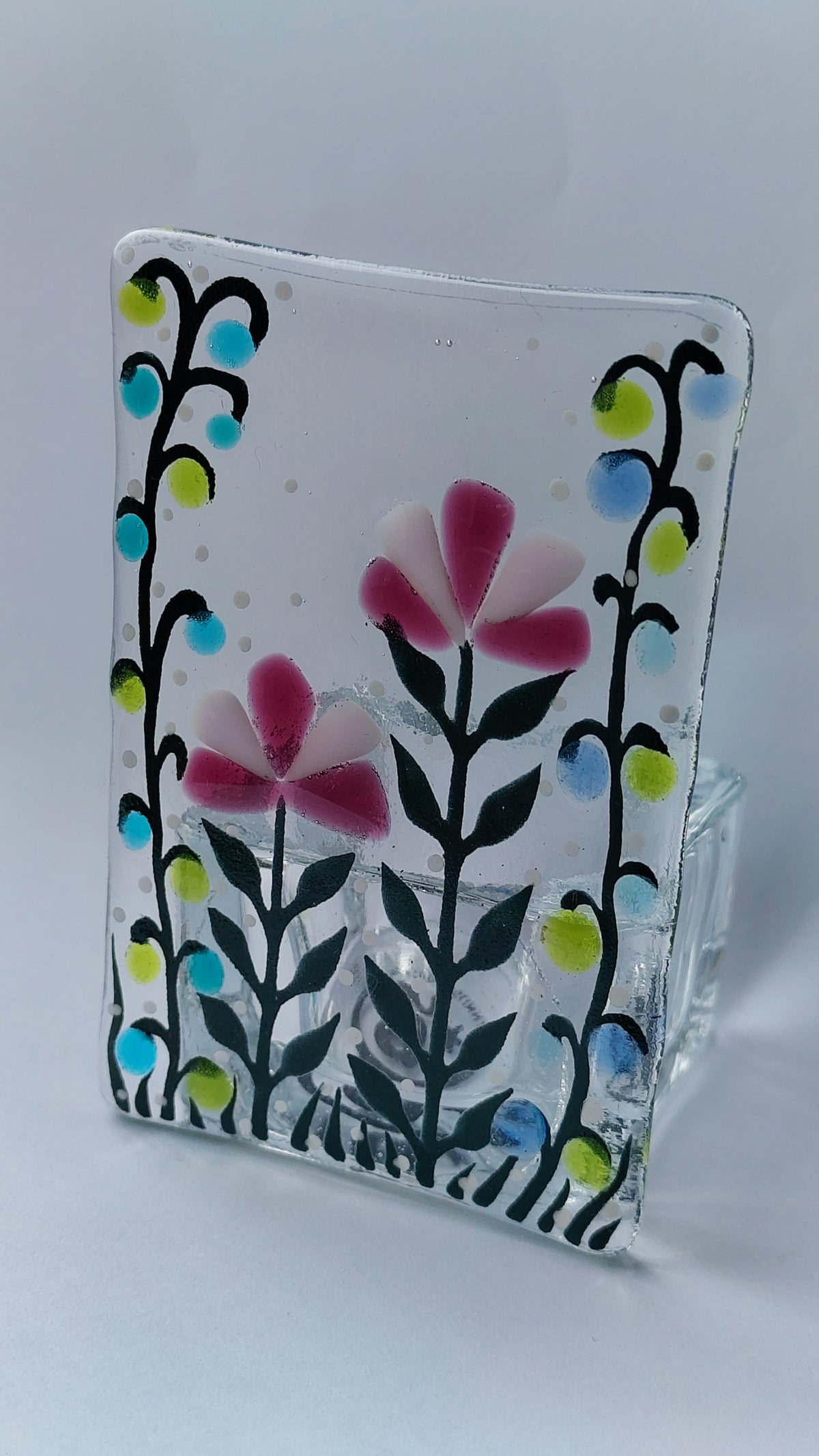Fused Glass Floral Tealight Holder